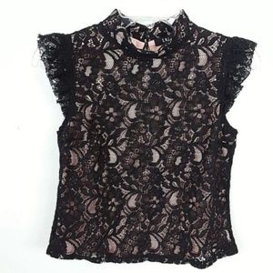 Shift Top Black Lace Overlay Rear Keyhole New -12
